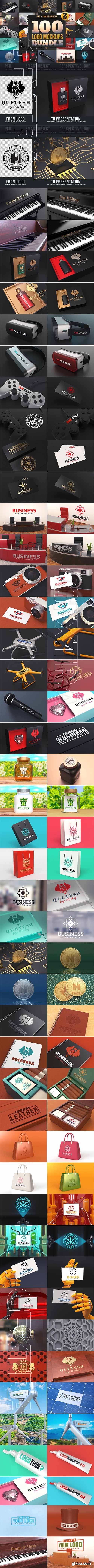 CreativeMarket - 100 Logo Mockups Bundle Vol2 2390073