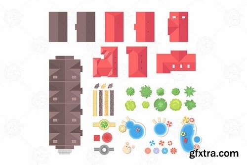 Landscape elements - set of modern vector objects