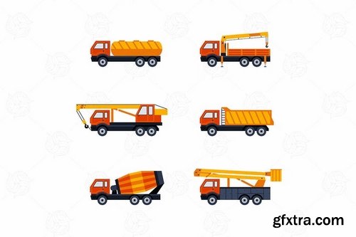 Construction Vehicles - vector flat design icons