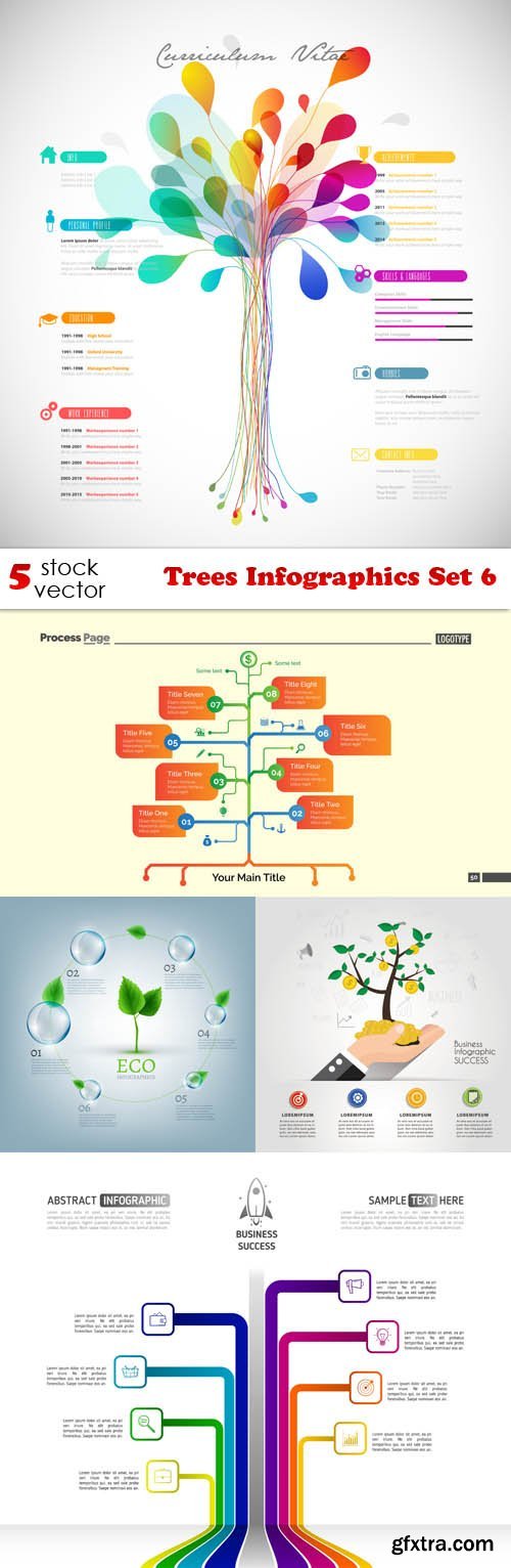 Vectors - Trees Infographics Set 6
