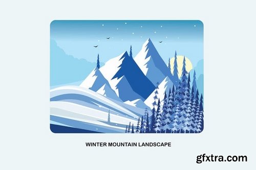 Winter Arctic Landscape Vector Illustration