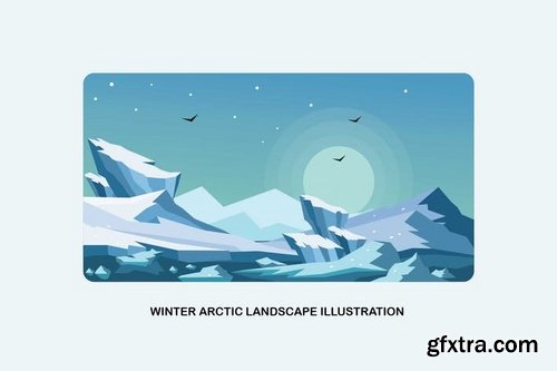 Winter Arctic Landscape Vector Illustration