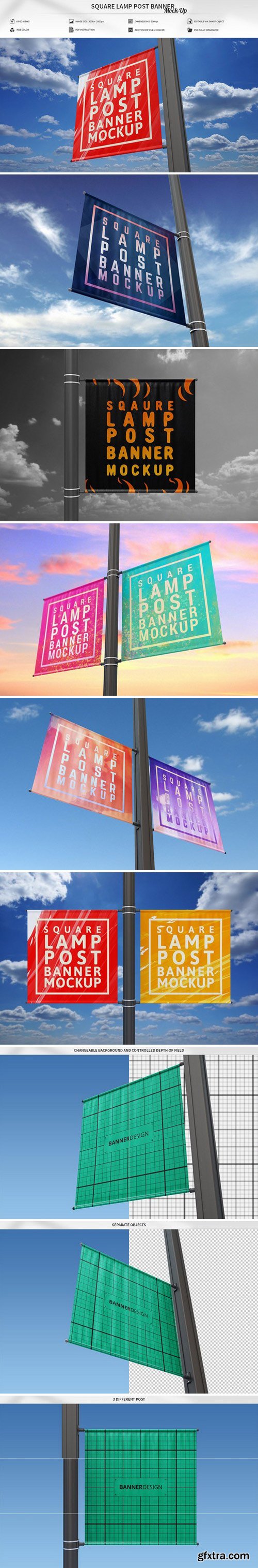 CM - Square Lamp Post Banner Mock-Up 2358620