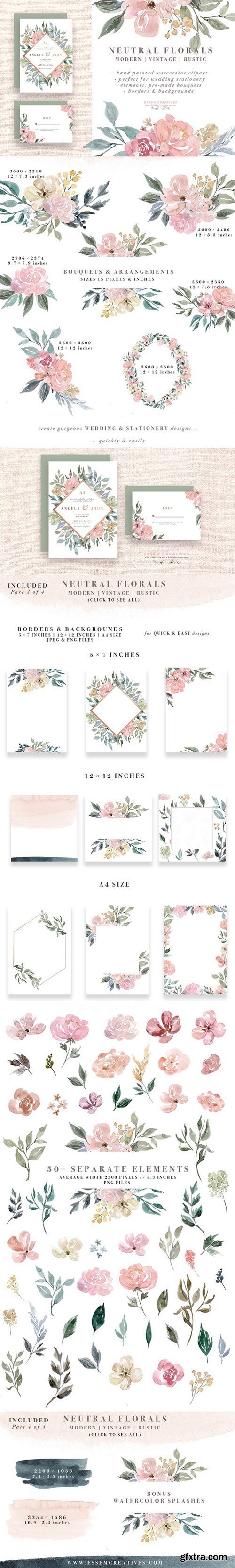 CM - Neutral Watercolor Flower Graphics 1588293