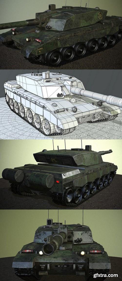 Tank Challenger 2 Dark Camo 3D Model