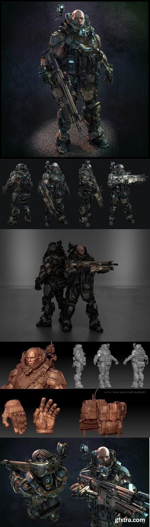 Sci FI Soldier 3D Model