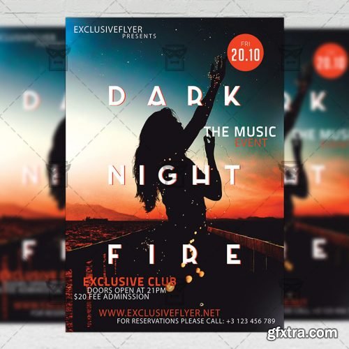 Dark Night Fire – Club A5 Flyer Template