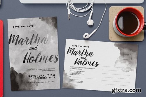 Black & White Watercolor Invitation