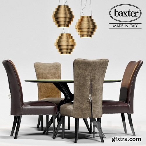 Baxter table LIQUID LUNCH, LEVANTE chair, lamp GUGGIE