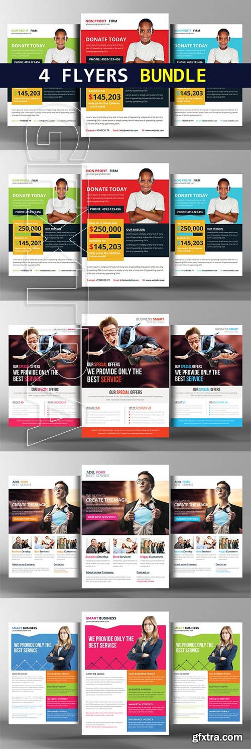 CreativeMarket - 4 Global Business Flyers Bundle 2390119