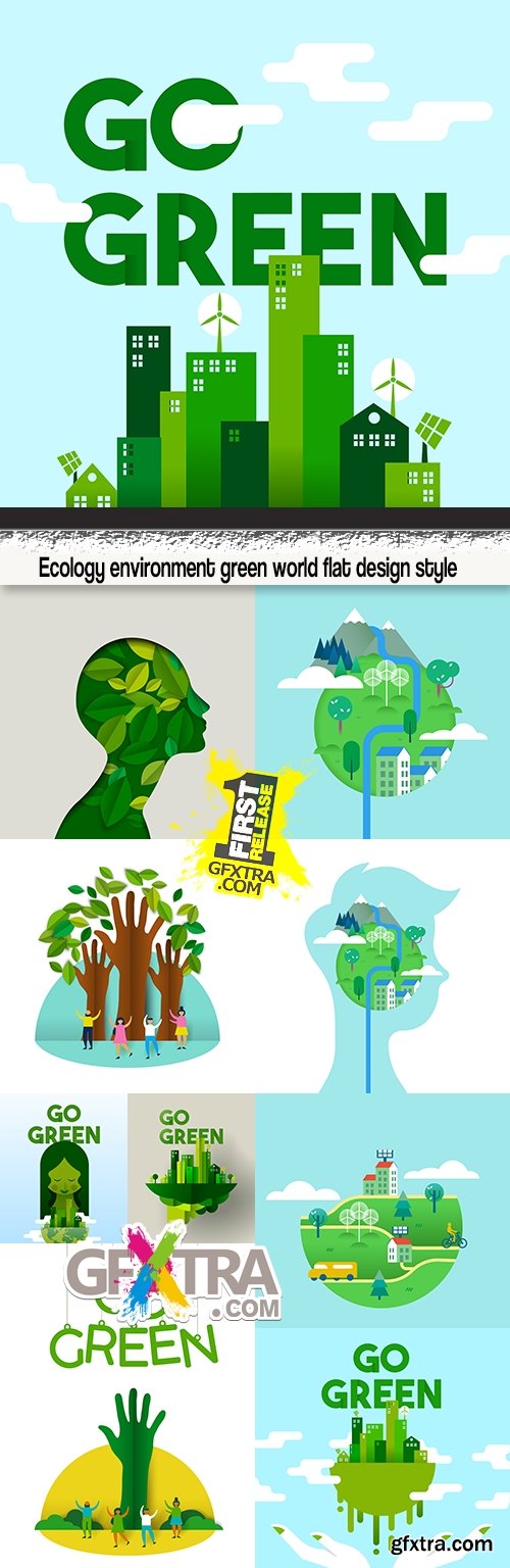 Ecology environment green world flat design style