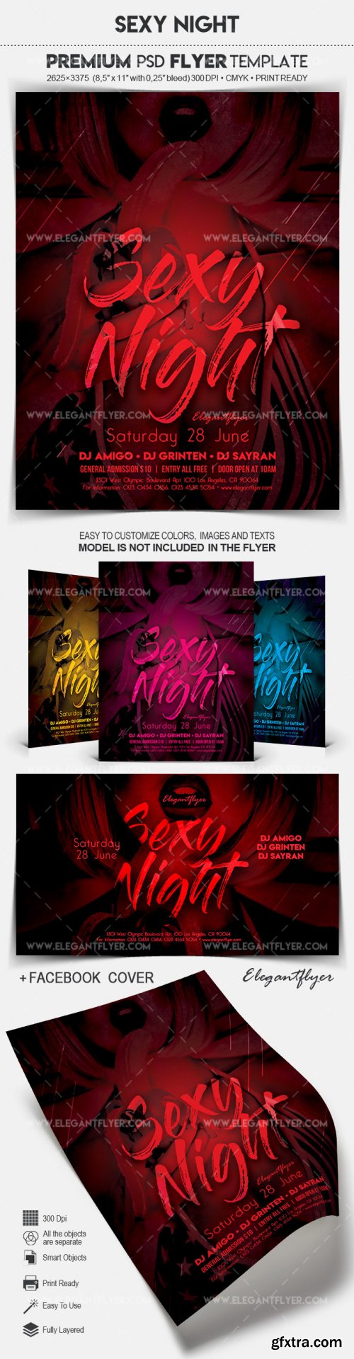 Sexy Night V10 2018 Flyer PSD Template + Facebook Cover