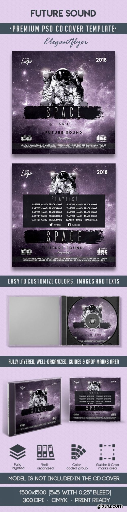 Future Sound V1 2018 Premium CD Cover PSD Template