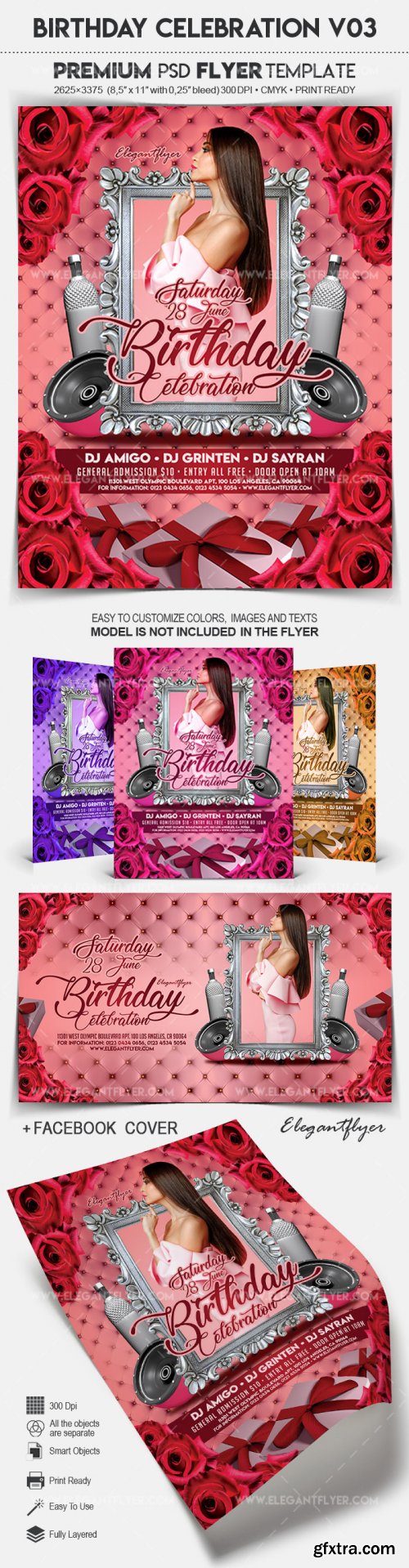 Birthday Celebration V03 2018 Flyer PSD Template + Facebook Cover