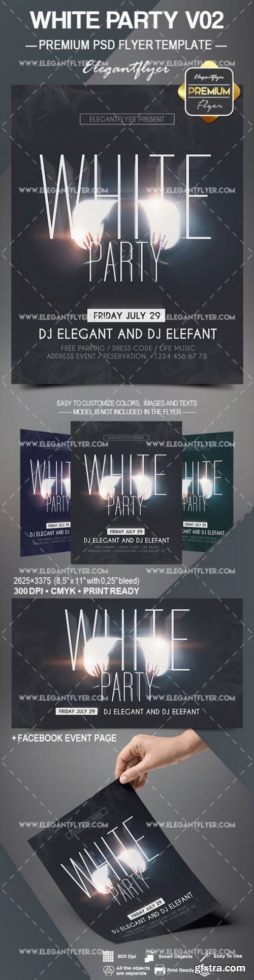 White Party V02 2018 Flyer PSD Template + Facebook Event Page