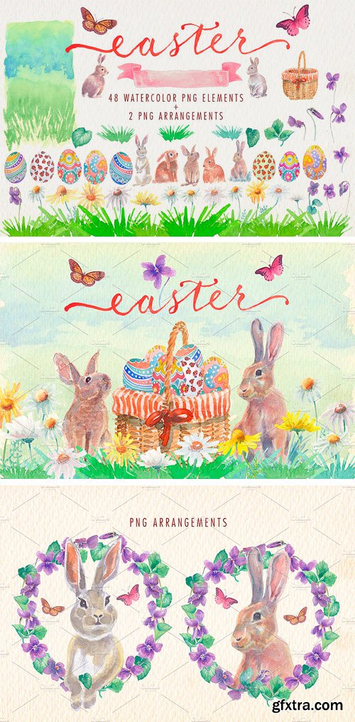 CM - Watercolor Easter Clipart Set 2337975