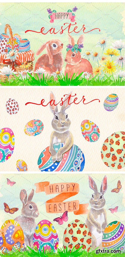 CM - Watercolor Easter Clipart Set 2337975