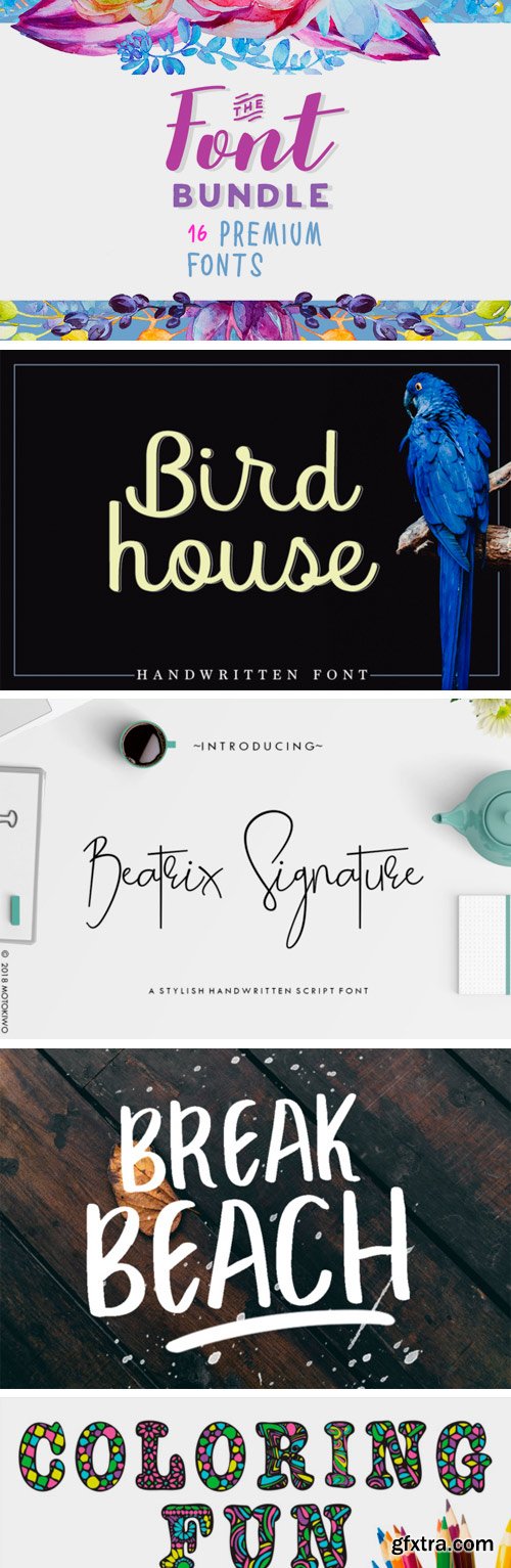 Creativefabrica - 16 Premium Fonts Bundle