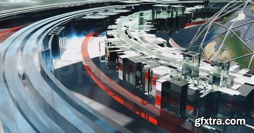 Flight around earth - cybernetic future Motion Graphics