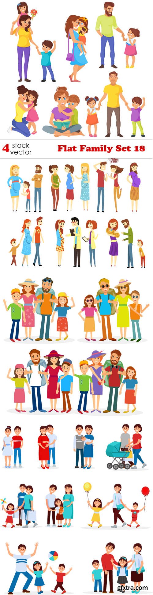 Vectors - Flat Family Set 18