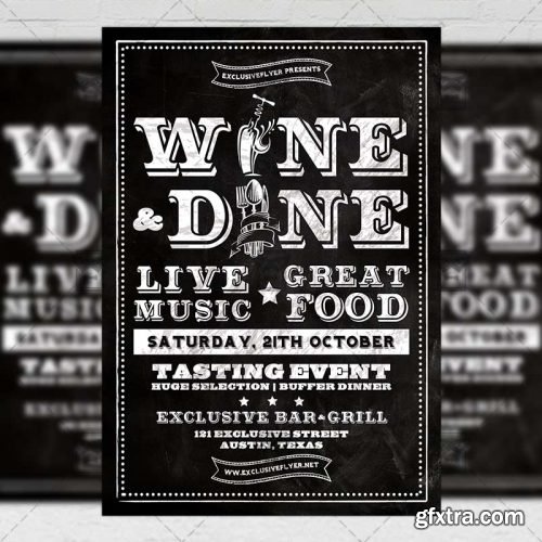 Wine and Dine – Food A5 Flyer Template