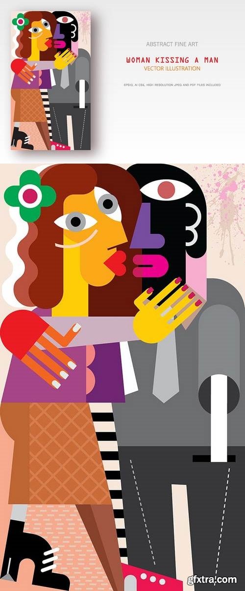 Woman Kissing a Man fine art vector painting