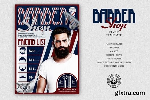 GraphicRiver - Barber Shop Flyer Template 15260428