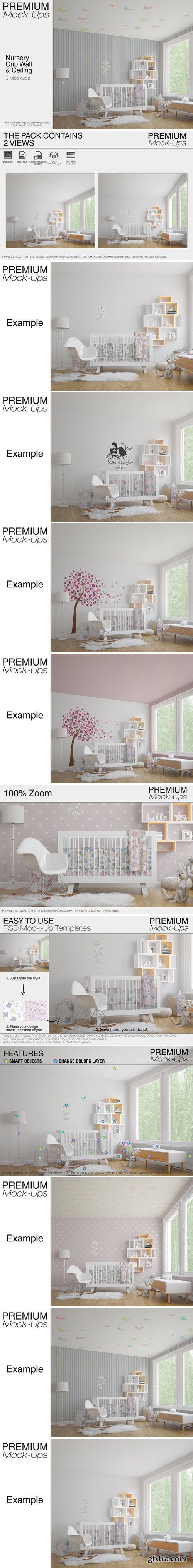 CM - Nursery - Crib Walls Ceiling Mockup 2353215