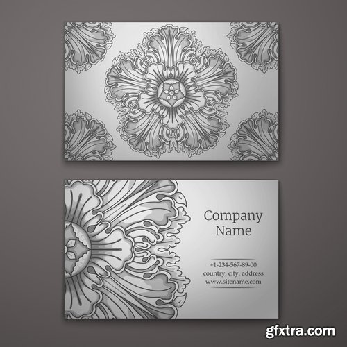 Business card with printed cover ethnic pattern 25 EPS