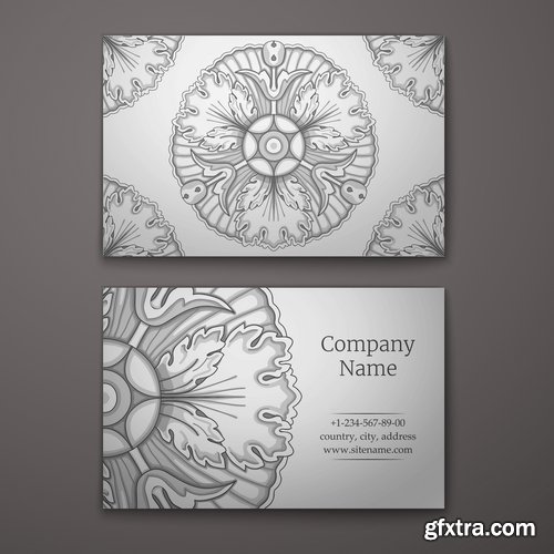 Business card with printed cover ethnic pattern 25 EPS