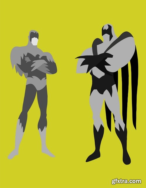 Icon super hero silhouette cartoon comic vector image 25 EPS