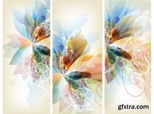 Banner flyer with flowers illustration 25 EPS