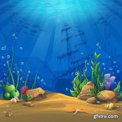 Underwater world illustration for the childrens book literature fairy tale 25 EPS