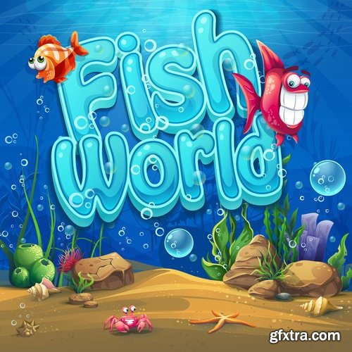 Underwater world illustration for the childrens book literature fairy tale 25 EPS