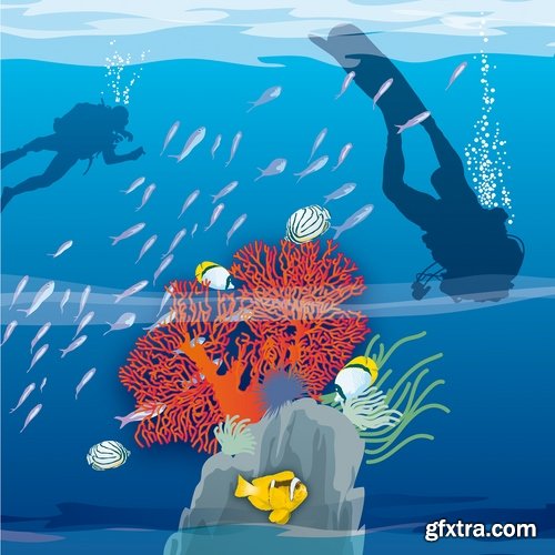 Underwater world illustration for the childrens book literature fairy tale 25 EPS