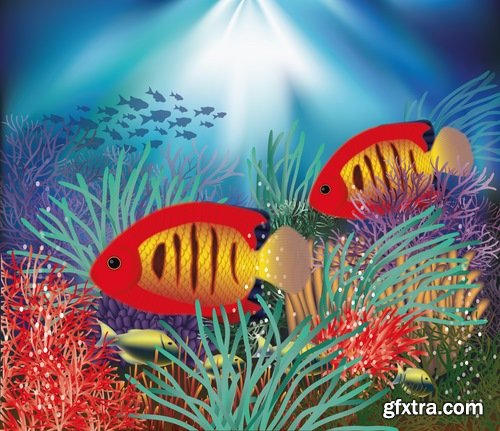 Underwater world illustration for the childrens book literature fairy tale 25 EPS