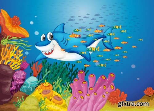 Underwater world illustration for the childrens book literature fairy tale 25 EPS