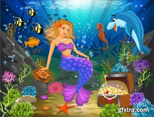 Underwater world illustration for the childrens book literature fairy tale 25 EPS