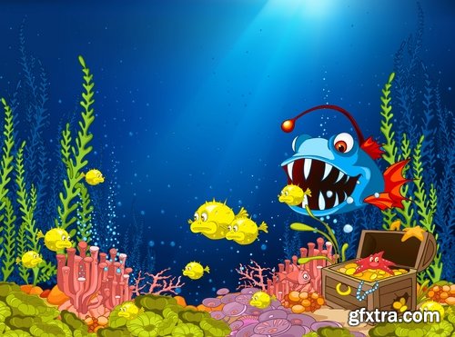 Underwater world illustration for the childrens book literature fairy tale 25 EPS