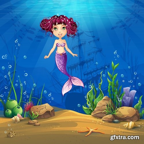 Underwater world illustration for the childrens book literature fairy tale 25 EPS