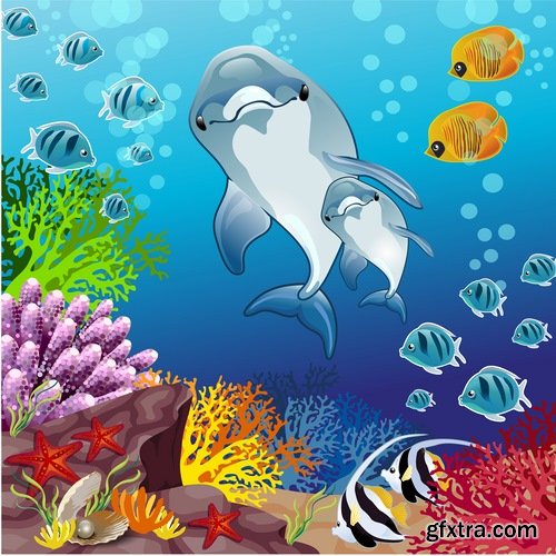 Underwater world illustration for the childrens book literature fairy tale 25 EPS