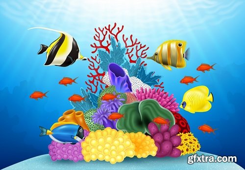 Underwater world illustration for the childrens book literature fairy tale 25 EPS