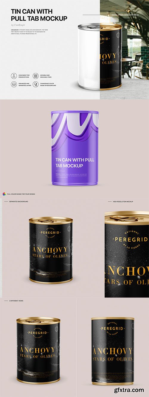 Tin Can With Pull Tab Mockup