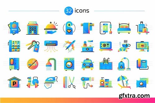 CM - 32+ Hotel services icons 2373161