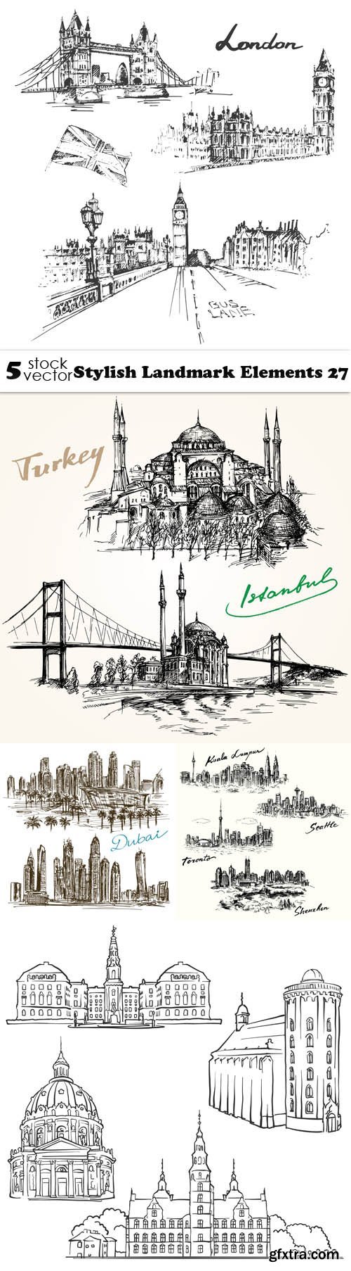 Vectors - Stylish Landmark Elements 27