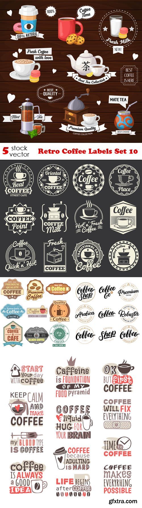 Vectors - Retro Coffee Labels Set 10