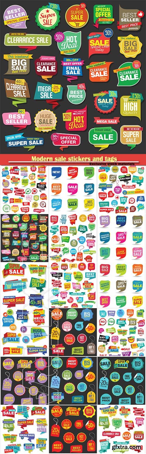 Modern sale stickers and tags colorful vector collection