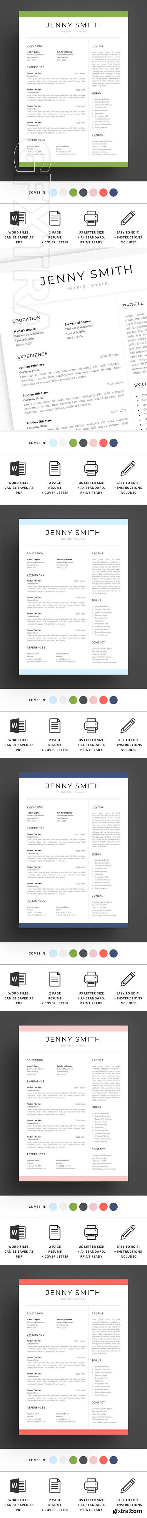 CreativeMarket - Resume Template Word Modern Clean CV 2389604