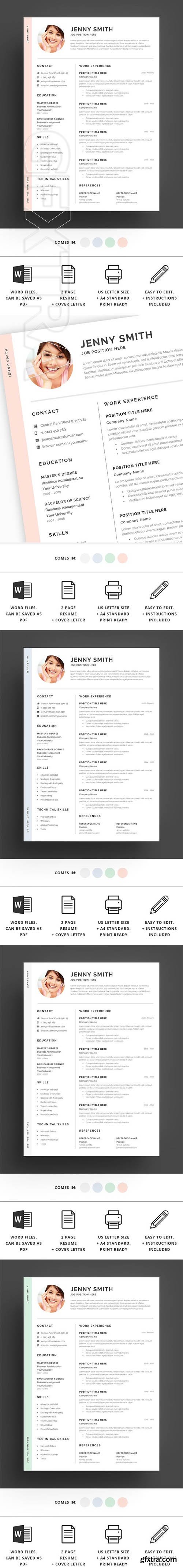 CreativeMarket - Resume Template Word Modern Clean CV 2389625