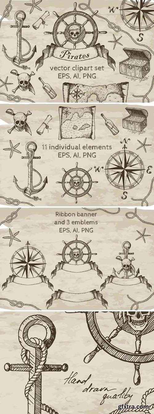 CM - Pirates Vector Clipart Set 2357677